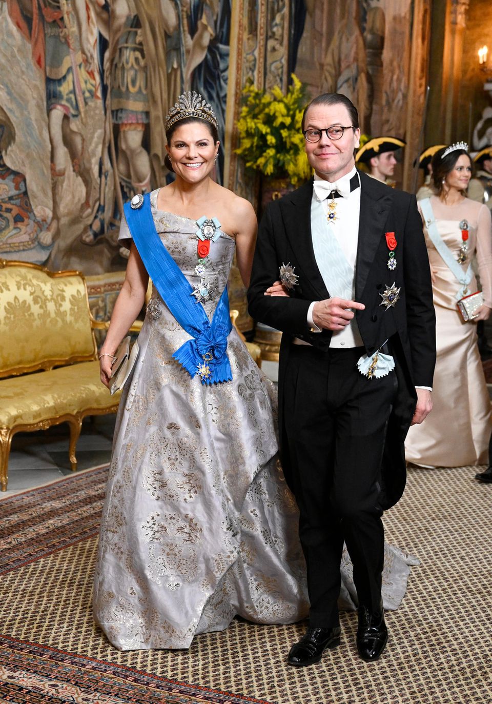 Crown Princess Victoria and Prince Daniel at the state banquet in the Royal Palace.