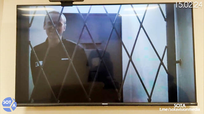 Last appearance of Alexeï Navalny, the day before his death, during a videoconference appearance on February 15, 2024.