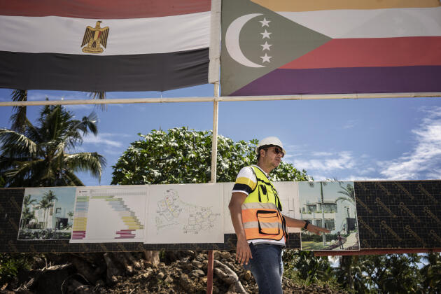 An Egyptian engineer on the construction site of the new Galawa hotel, Comoros, May 21, 2023.