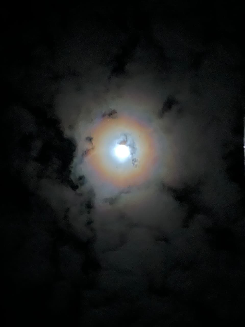 Moon with colored rings