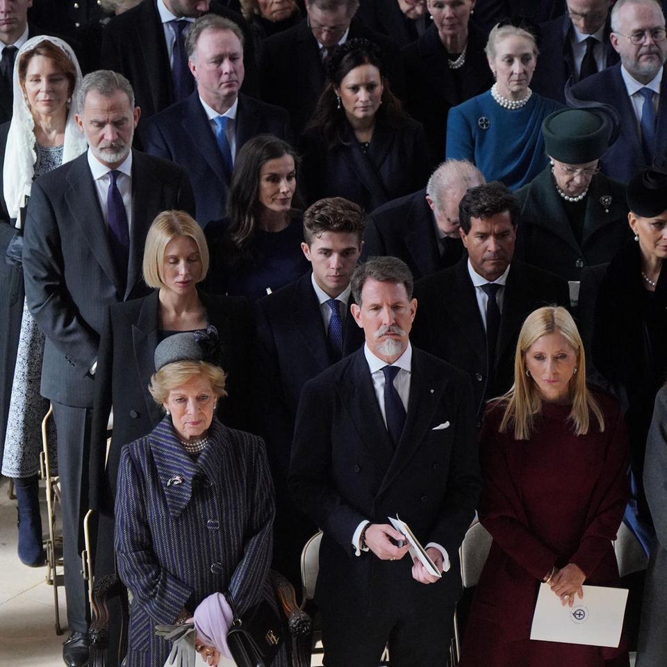 Royals at memorial service for ex-King Constantine of Greece.