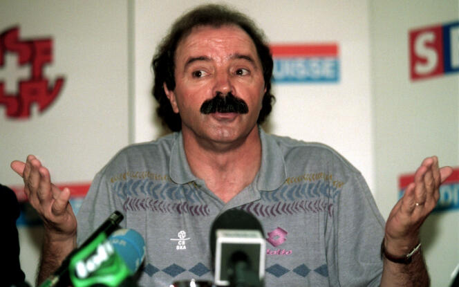Artur Jorge, then coach of the Swiss football team, during a press conference at the Hanburry Manor Hotel, Ware, on June 7, 1996.