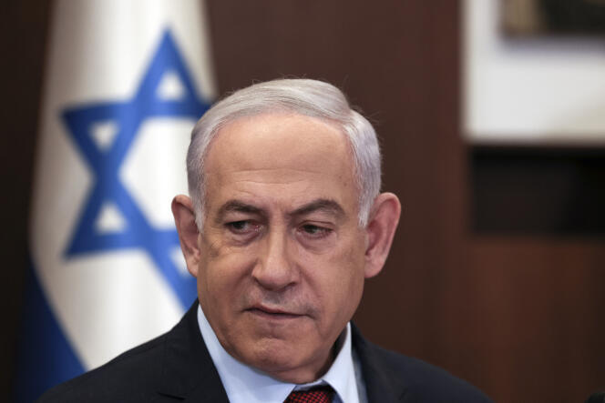Israeli Prime Minister Benjamin Netanyahu in his office in Jerusalem on December 10, 2023.