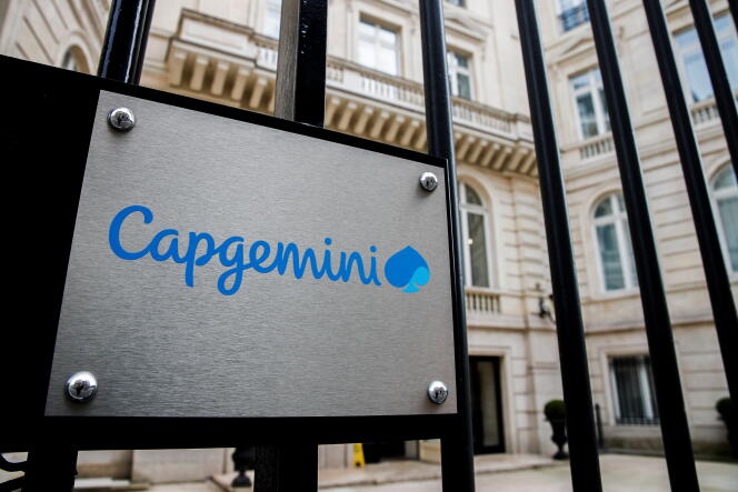 In front of the Capgemini company headquarters, in Paris, August 3, 2021.