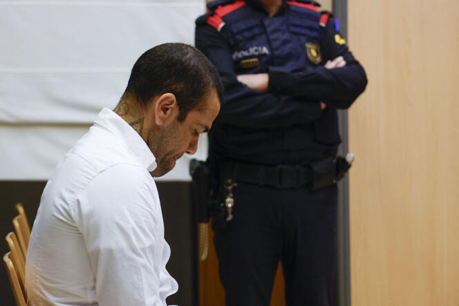 Former footballer Dani Alves, during his trial for rape, February 5, 2024 in Barcelona (Spain).