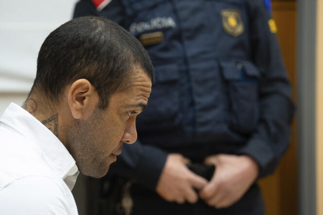 Brazilian footballer Dani Alves in court during the first day of his trial in Barcelona, ​​Spain, February 5, 2024.