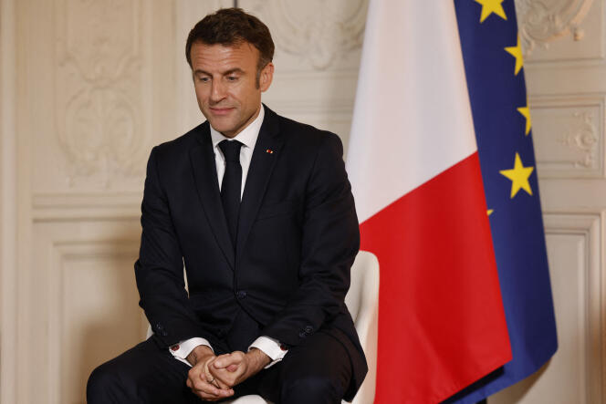 President Emmanuel Macron, at the Choose France summit, in Versailles, May 15, 2023. 