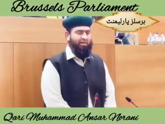 Screenshot of the video posted by Pakistani imam Muhammad Ansar Butt, in which he pronounces a surah in the regional parliament of Brussels-Capital, on January 13.