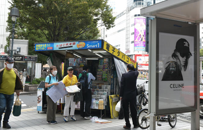 A newsstand near Shibuya Station in Tokyo on October 15, 2021.