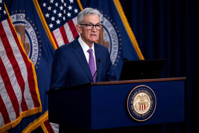 Fed Chairman Jerome Powell gives a press conference in Washington, DC on January 31, 2024.