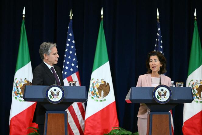 US Secretary of State Antony Blinken and Secretary of Commerce Gina Raimondo during the US-Mexico High-Level Economic Dialogue in Washington DC on September 29, 2023. 