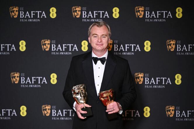Christopher Nolan awarded the Baftas for best film and best director for “Oppenheimer”, in London, February 18, 2024.