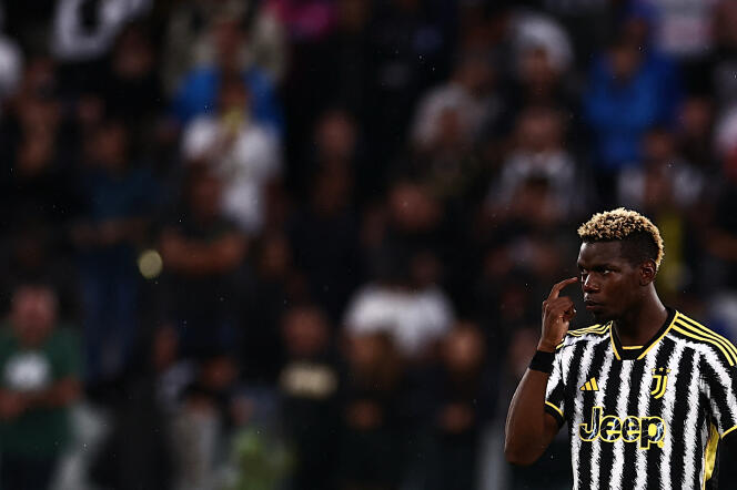 Juventus midfielder Paul Pogba during the Juventus-Bologna match on August 27, 2023 at the Allianz Stadium in Turin.