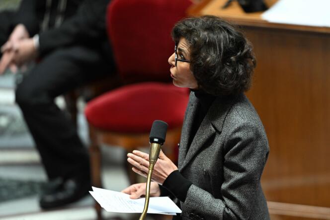 The Minister of Culture, Rachida Dati, at the National Assembly, in Paris, February 7, 2024.