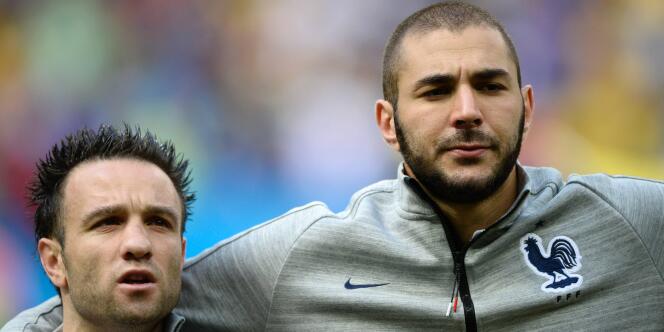 Mathieu Valbuena and Karim Benzema (here June 30, 2014), two footballers involved in a sextape blackmail case.