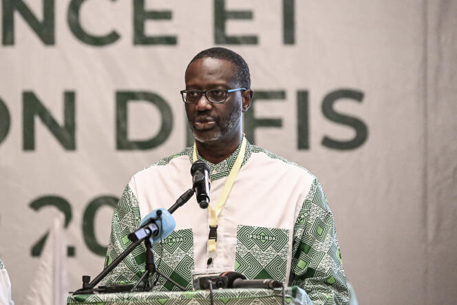 The president of the PDCI, Tidjane Thiam, during an extraordinary party congress, in Yamoussoukro, December 23, 2023.