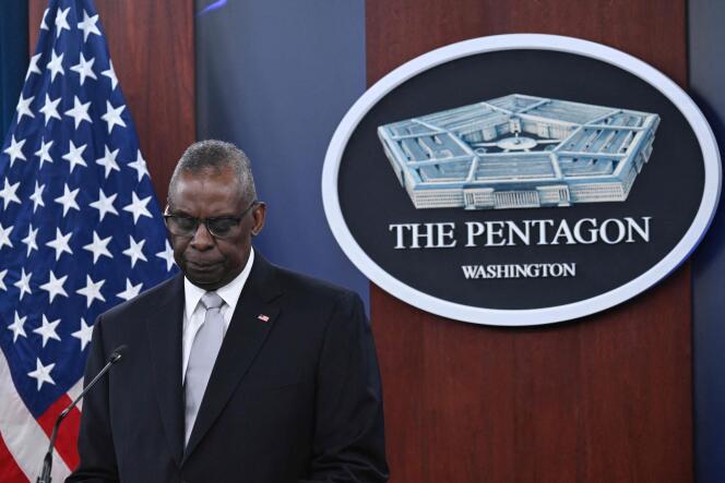 US Defense Secretary Lloyd Austin at a press conference at the Pentagon in Washington, DC, February 1, 2024.