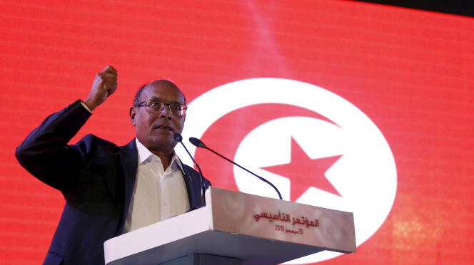 Former Tunisian President Moncef Marzouki, in Tunis, December 20, 2015.
