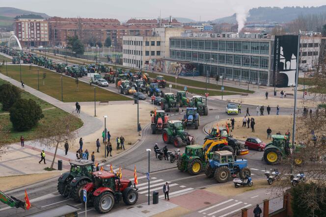Spanish farmers demonstrate in Burgos, in the north of the country, on February 6, 2024. 