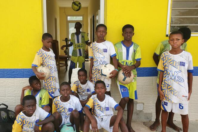 Apprentice footballers from the Jean-Marc Guillou academy in Djékanou, Ivory Coast, on January 31.