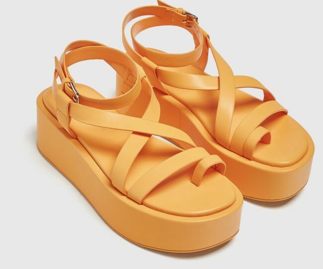Orange strappy wedge sandals, Pull & Bear, €39.99 
