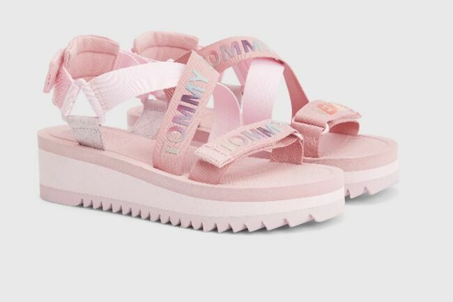 Canvas sandals with triple pink platform sole, Tommy Hilfiger, €79.90