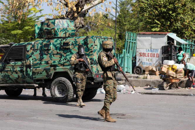 Police officers patrol Port-au-Prince, Haiti, March 9, 2024. 