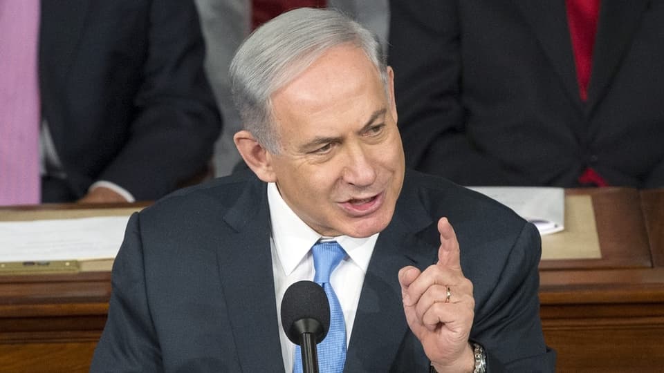 Israeli Prime Minister Benjamin Netanyahu speaks.