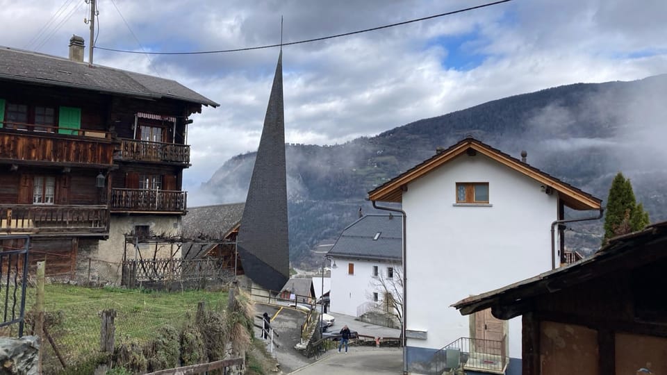 Village center of the Valais village of Vex