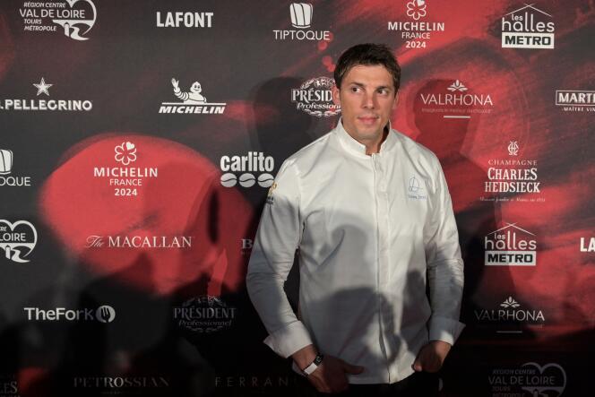 The three-star French chef of La Table du Castellet (Var), Fabien Ferré, as part of the Michelin France 2024 guide awards ceremony, in Tours, March 18, 2024.