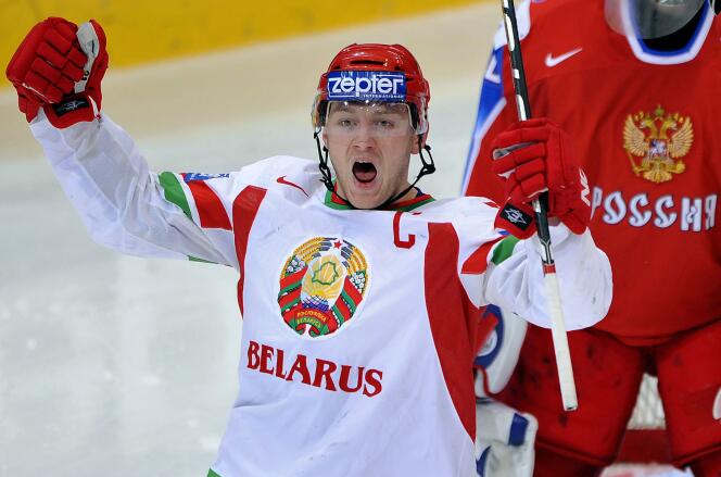 Konstantin Koltsov, with the Belarusian selection, at the ice hockey world championships, in Bern (Switzerland), May 6, 2009.