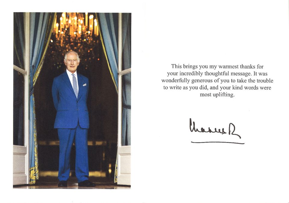 King Charles sent a thank you card for the numerous well wishes that reached him after his diagnosis.