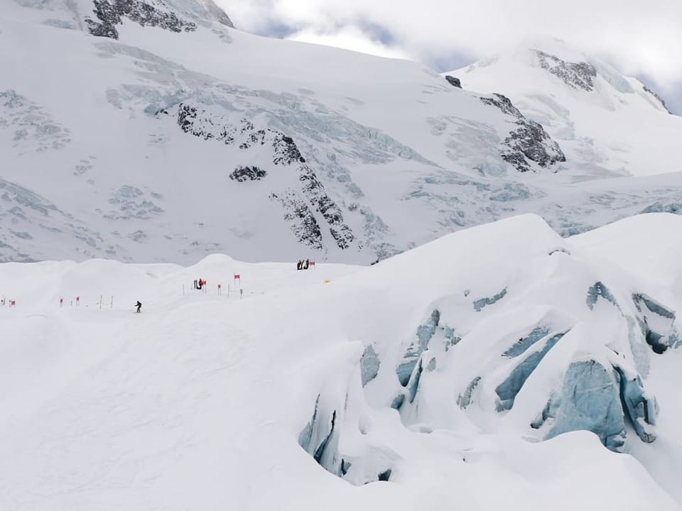 Part of the glacier route.  Mountain panorama full of snow.