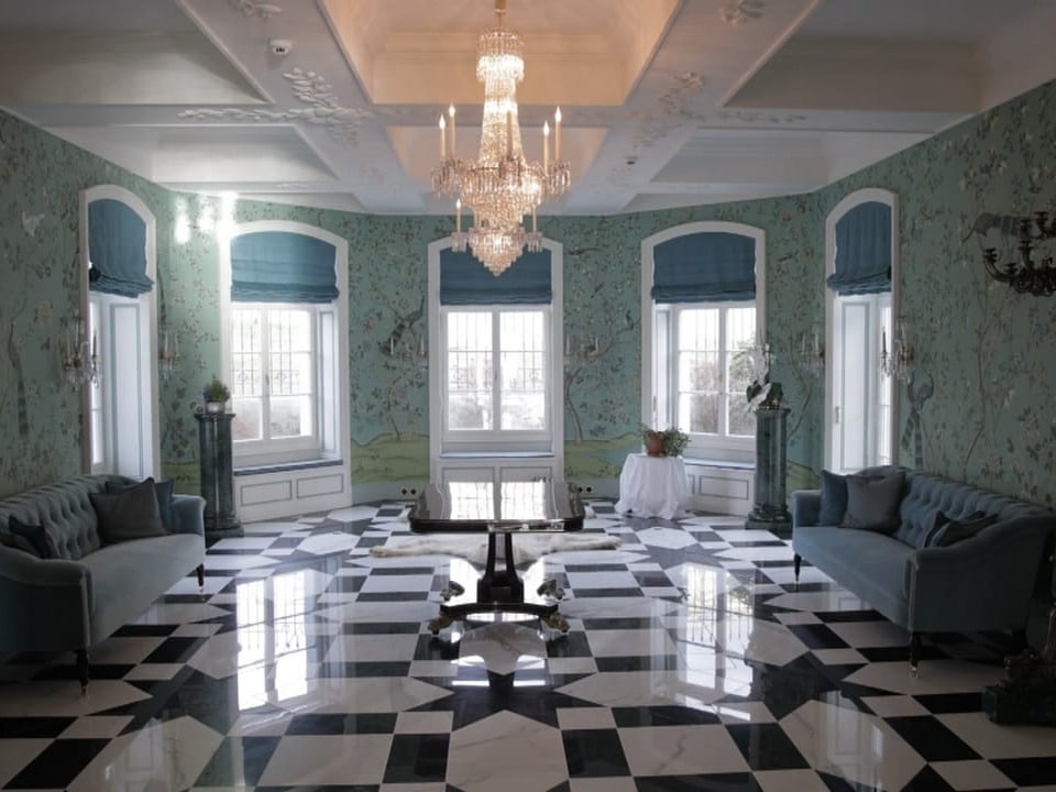 Hall with marble floor