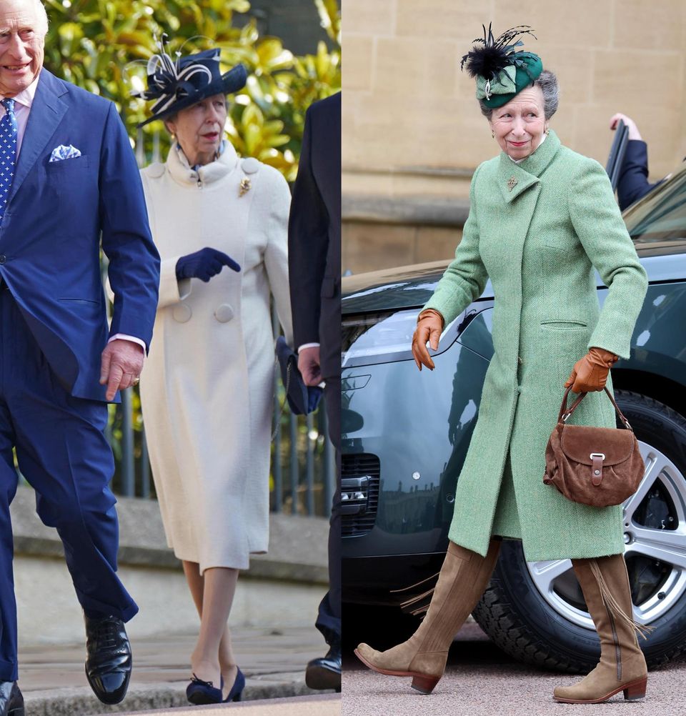 Princess Anne at the Easter service in 2023 and 2024. 