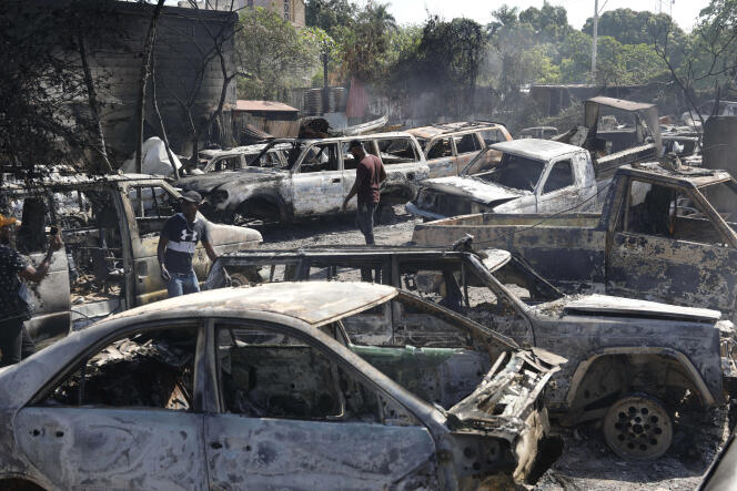 In a mechanics workshop set on fire during violence perpetrated by armed gangs in Port-au-Prince, Haiti, Monday March 25, 2024.