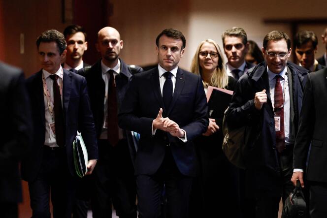 Emmanuel Macron, during a European summit in Brussels, March 22, 2024.
