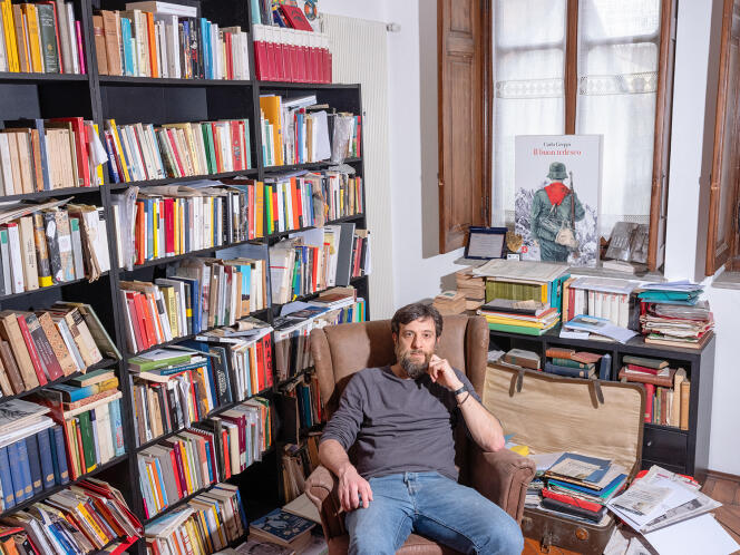 Carlo Greppi, in his writing office, in Turin, March 15.