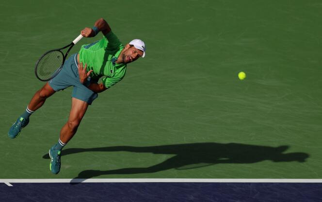 Novak Djokovic defeats Aleksandar Vukic in three sets in the second round of the tournament in Indian Wells, California, March 9, 2024.