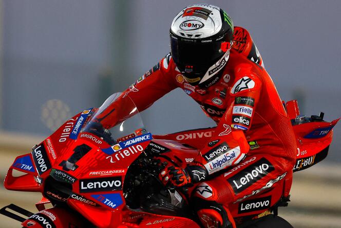 Francesco Bagnaia, of the Ducati Lenovo Team, during pre-season testing at the Lusail circuit, north of Doha, on February 19, 2024.