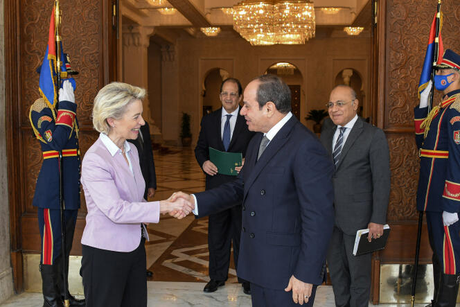 President Abdel Fattah Al-Sisi met with European Commission President Ursula von der Leyen at the Presidential Palace in Cairo on June 15, 2022.