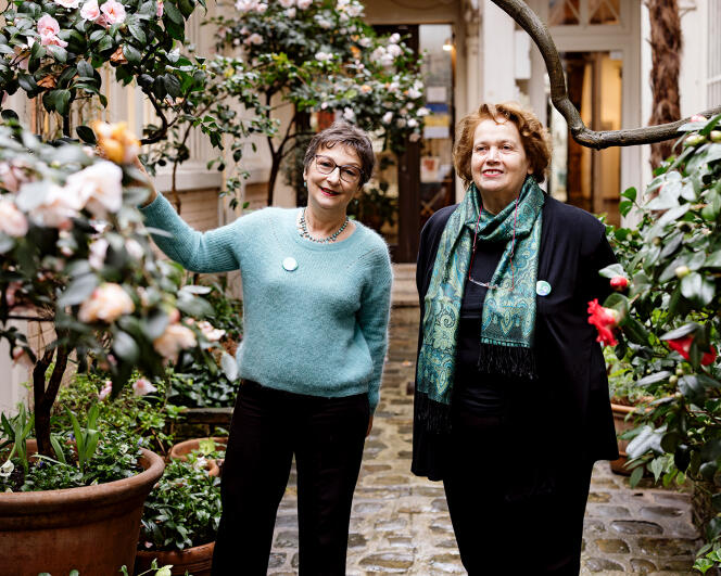 Christine Villeneuve (left) and Elisabeth Nicoli, co-directors of Editions Des Femmes, in Paris, February 22, 2024.