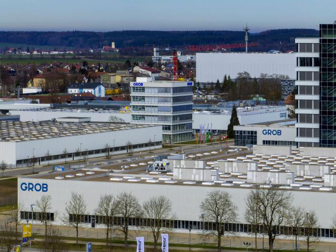 Aerial view of the Grob factory in Mindelheim in the Allgäu region of Bavaria, Germany, March 5, 2024.