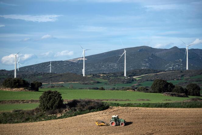An experimental wind farm near the town of Barasoain (Spain), March 18, 2024.