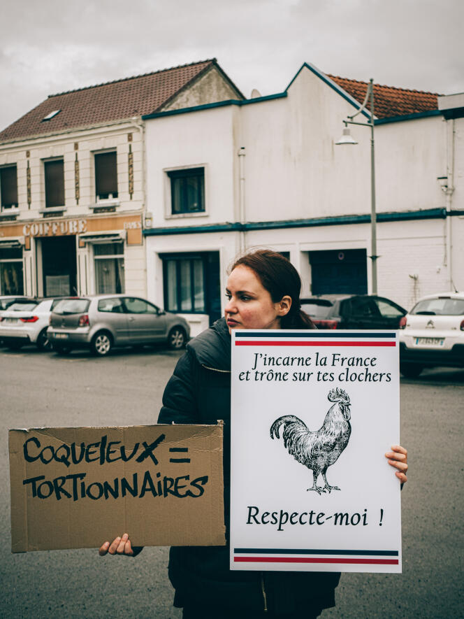 During a demonstration by activists of the Animalist Party, in Beuvry-la-Forêt, in the North, on March 2.