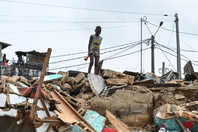 Homes destroyed in the Attécoubé district of Abidjan on March 1, 2024.