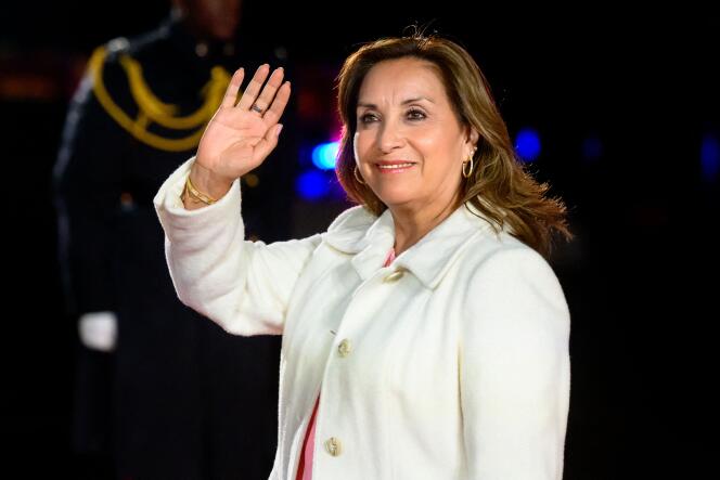 Interim President of Peru, Dina Boluarte, on November 16, 2023, in San Francisco, United States. 