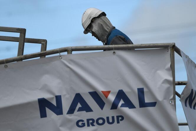 A Naval Group employee, at the Lorient shipyards, March 29, 2018. 