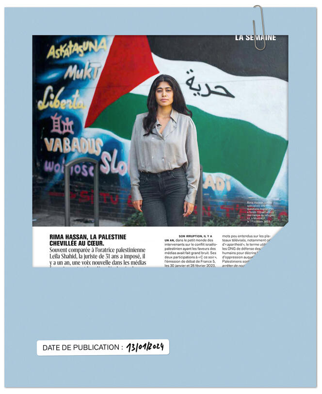 Rina Hassan, in M ​​Le magazine du Monde, last January.