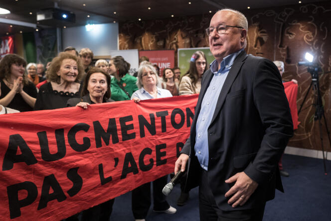 State Councilor Pierre-Yves Maillard (Socialist Party), after the victory of yes to the popular initiative “Better living in retirement”, in Bern, Switzerland, March 3, 2024.